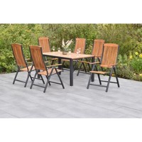 Merxx GartenmöBel Athos Set 7Tlg. 6 Klappsessel + 1 Tisch 150 X 90 Cm