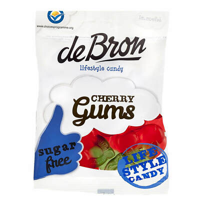 90G De Bron Lifestyle Candy Cherry Gums Low Carb Low Calorie Sugar Free