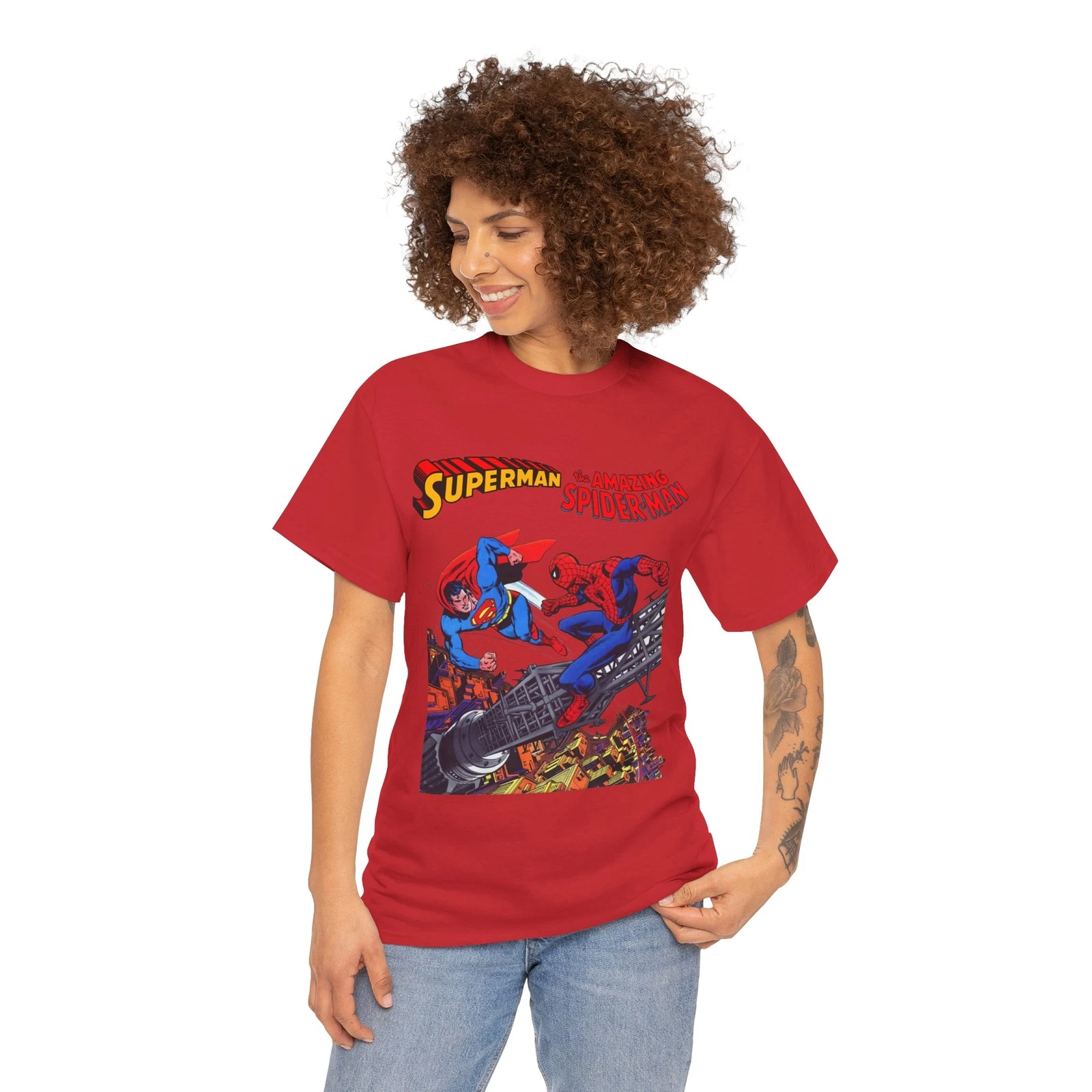 Superman & Amazing Spider-Man T-Shirt - DC/Marvel Comics Crossover - 1970s