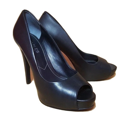 Charles by Charles David Peep Toe Pumps Classic Womens Black Leather Shoes  7 M | eBay