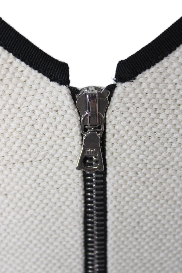 Lida Baday Womens Cotton Beige Textured V-Neck Sleeveless Shift Dress Size 6 - Image 4 of 4