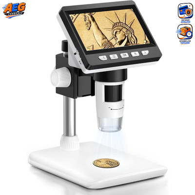 Mikroskop Digital 50X-500X 4,3 Zoll 1080P USB mit LED Licht für PC Erwachsene
