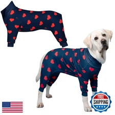 Spark Paws Dog Recovery Suit PJs Hearts 3XL Ultra-Soft 4-Way Stretch Bodysuit