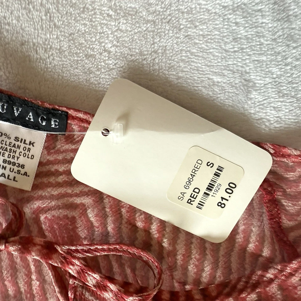 Traje de baño vintage Sauvage de seda rojo transparente a rayas vestido de encubrimiento nuevo con etiquetas stock muerto pequeño Foto 4 de 4