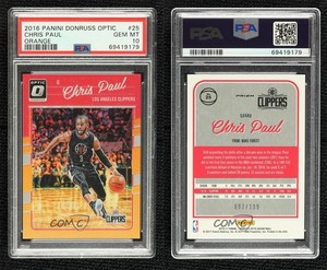 2016-17 Panini Donruss Optic Orange Prizm /199 Chris Paul #25 PSA 10 GEM MT