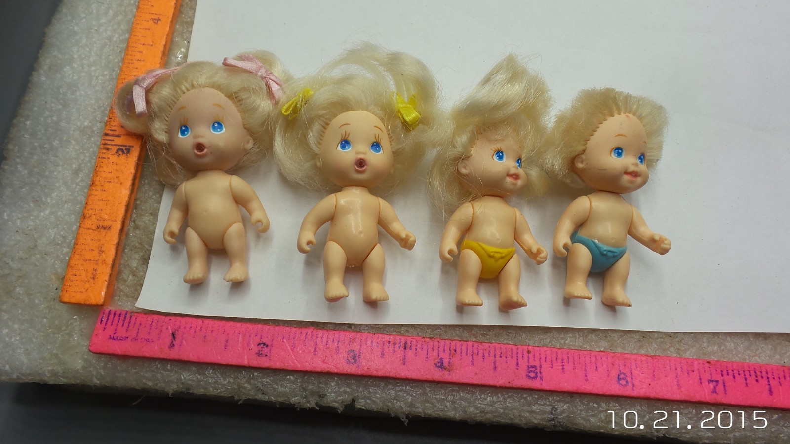 Vintage Tyco Quints mini baby doll lot of 4 BLONDE GIRLS & BOY Dolls