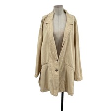 Anthropologie Pilcro Summer Blazer Jacket Linen Cotton Taupe Tan Cream Size XL