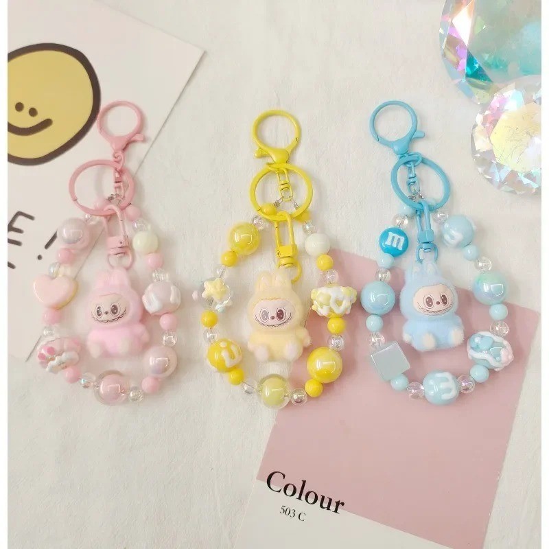 New Labub Doll Keychain Bag Charm Cute Beaded Pendant for Backpack ...