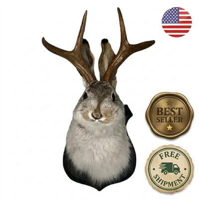 Animal Home Decoration Jackalope Statue Wall Mount Antler Rabbit Head Hang Sculp