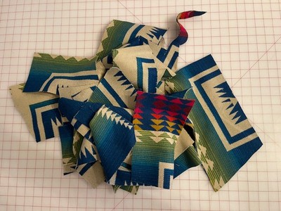 New Pendleton Wool blanket fabric remnants - Century Harding - appx 1.13 lb.