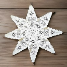 VTG Handmade Crochet Starburst Doily Table Topper 24" White Cottagecore Lace