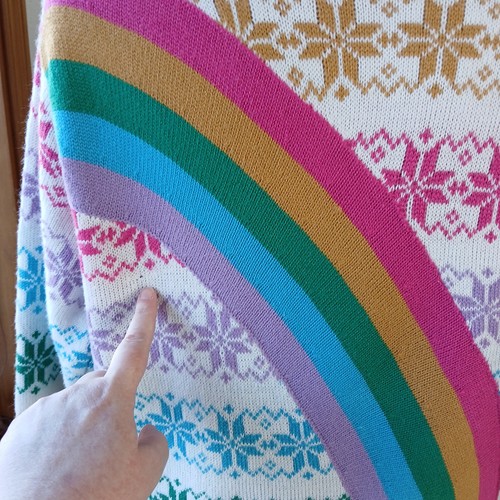 Maglione Unicorno Arcobaleno 33 Gradi L Isola Fiocchi di Neve Morbide Nappe Bianche Brutto - Foto 7 di 15