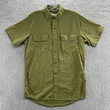 Duck Camp Shirt Mens Small S Green Short Sleeve Vented Fishing Hunting Shirt