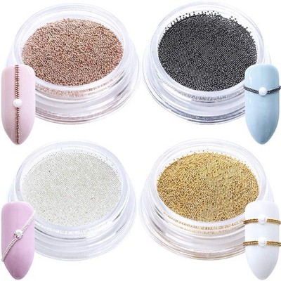 Kaviar Perlen Nägel 3D Mini Micro Nail Art Silber Gold Roségold Schwarz Perlen