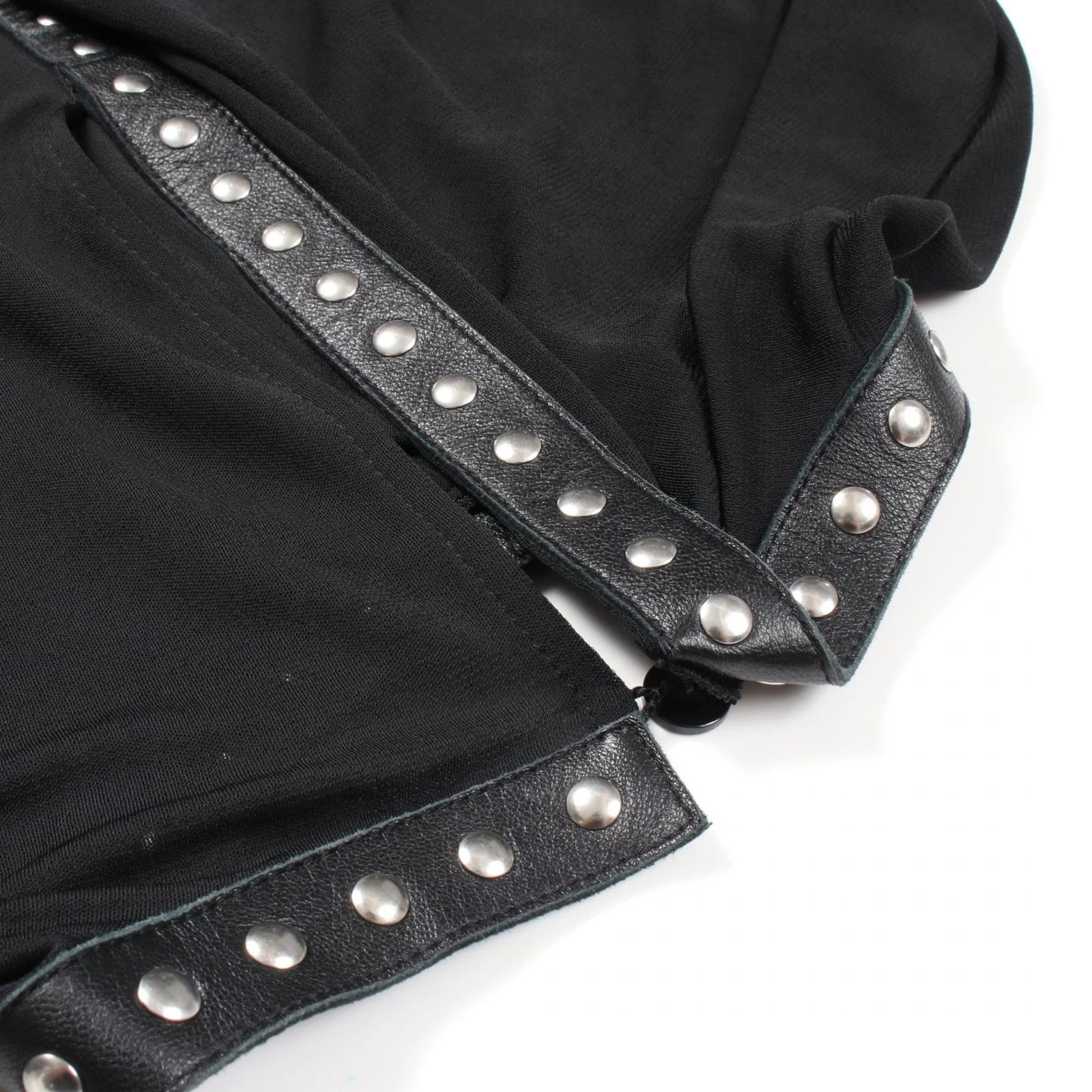 Abito CELINE scollo borchie 26Z23 232A poliestere pelle di agnello nero #38 usato