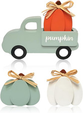 Fall Decorations 4 Pcs Thanksgiving Pumpkin Truck Wooden Sign