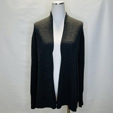 Tahari Sweater Womens Medium Charcoal Gray Pure Luxe 100 Cashmere Open Cardigan