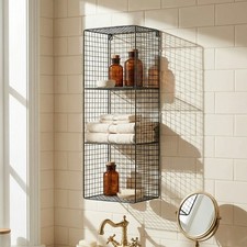 Industrial Metal Wire 2 - 3 Tier Black Shelf Rack Vintage Basket Wall Mounted