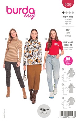 Burda Style Misses Rollkragen Top Schnittmuster B6056