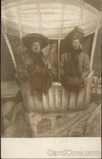 Hot Air Balloon Photo of Two Women Painting Original Vintage Real RPPC