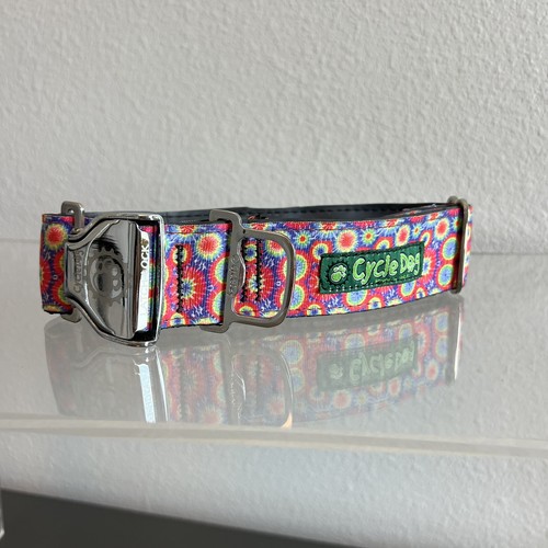 Cycle Dog Bottle Opener Dog Collar Size Large Psychedelic Tie Dye
