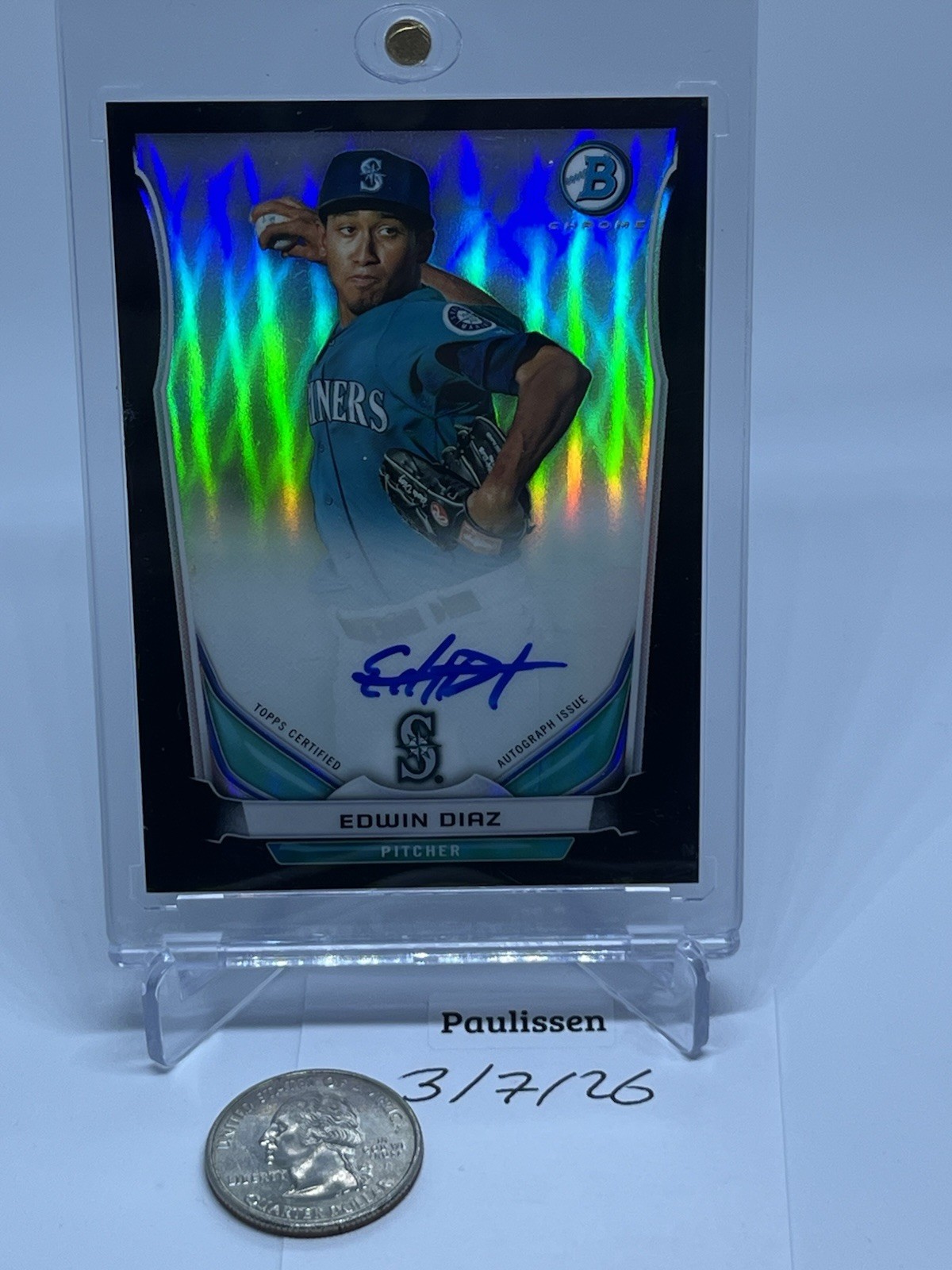 2014 Bowman - Prospect Autographs Chrome Edwin Diaz #BCAP-ED Black Refractor /99