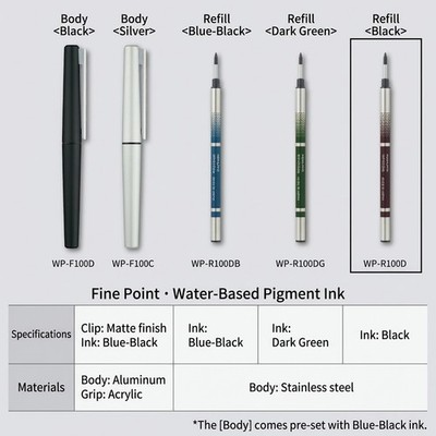 KOKUYO WP Fine Writer Tip Pen Refill WP-R100D Black JAPAN NEW
