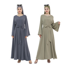 Dubai Women Abaya Long Sleeve Maxi Dress Turkey Kaftan Islamic Robes Evening New