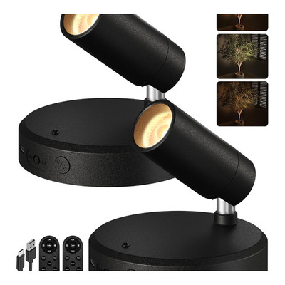 Kabellose Spotlight Set 2er 5500mAh Akku Schwarz 100Lm Dimmbar Outdoor Camping