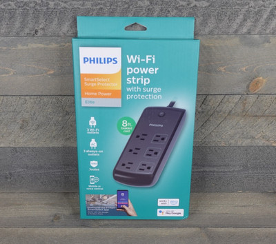 Philips Wi-Fi Surge Protector 6-Outlet 8ft Cable Works With Alexa & Google NEW!