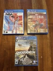 PS4 Game Bundle 3 Games: Spider-Man, Ghost Recon, & NBA2K22; Tested, VG Condit.