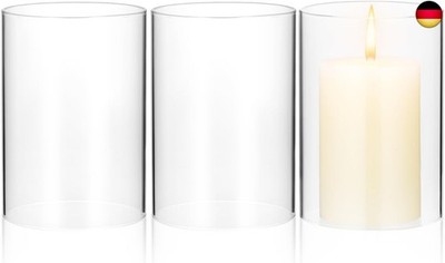 HOMSFOU 3 Stück Glaskerzenabdeckung: Transparenter Glaszylinder - Kerzenhalter 