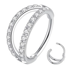 ORANGELOVE 20G 8mm Silver Double Open Stack CZ Nose 1pc 20 Gauge 8mm,
