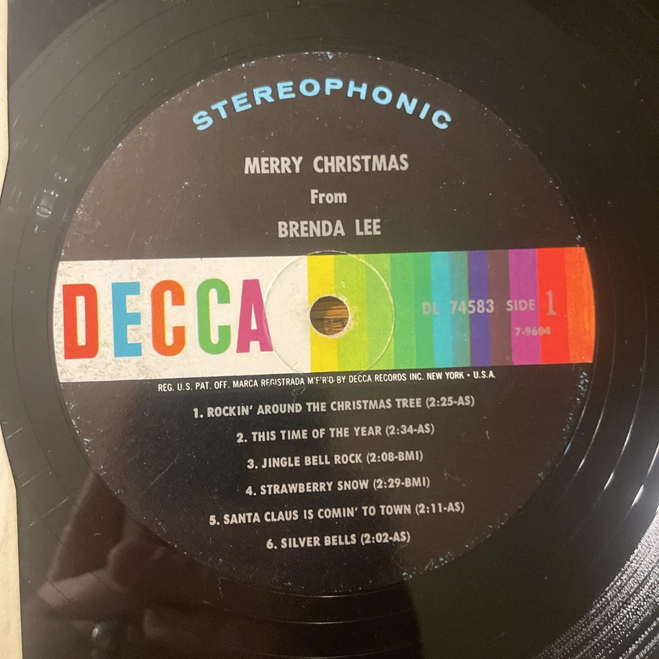 Brenda Lee Merry Christmas LP Decca Stereo Rockin’ Around The X-Mas Tree VG-/M- - Image 3 of 4