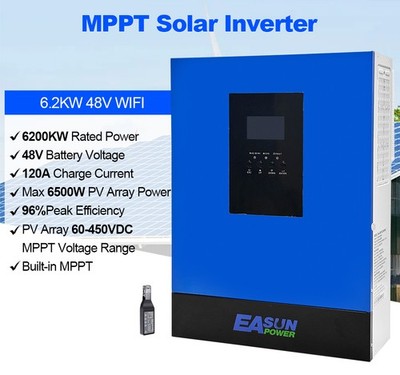 6.2KW Hybrid Solar Off Grid Wechselrichter 48V 120A MPPT Charge Wifi Varsand DE