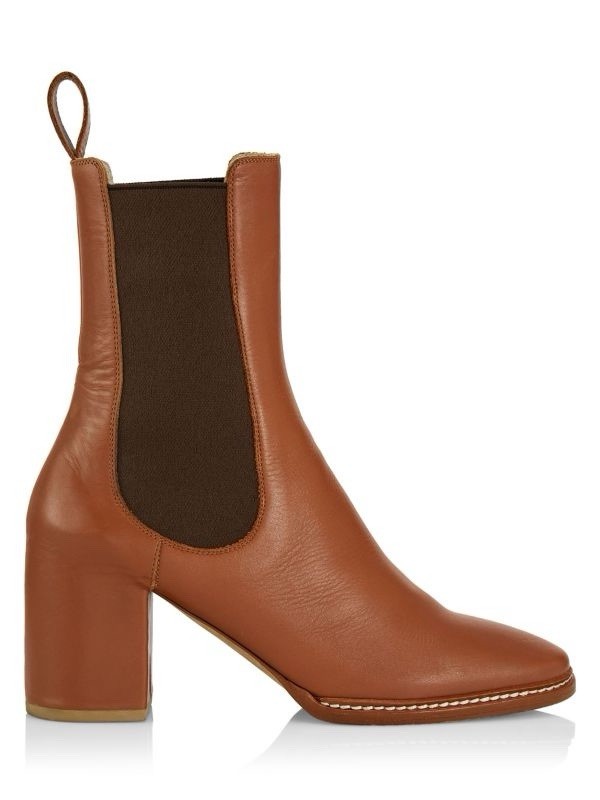 ULLA JOHNSON Taryn 70MM Leather Chelsea Boots Brown Leather Heel EU 35 US 5 $650