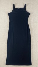 Vibe Bodycon Midi Dress Womens M Black Ribbed Sleeveless Tank Pullover Casual