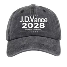Vintage Cap,J D Vance 2028 Graphic Printed Washed Denim Baseball Hat