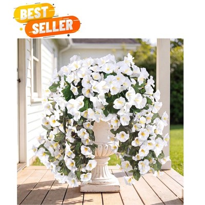 Charming UV Protected Faux Flowers - 2PCS Morning Glory Vines for Versatile Use
