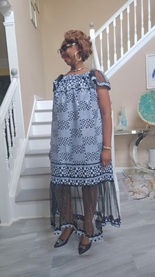 African woman  sundress Sheer Bottom And Sleeves Size 06,08,10