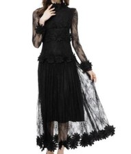 Women's 2024 French lace embroidery mesh perspective Splicing grace long dress
