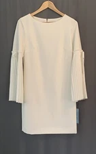 Antonio Melani Moda Shift Dress Size 4 Ivory Pleated Sleeve Fairy Holiday Flaws
