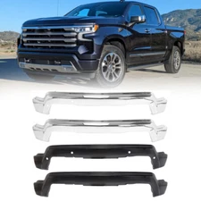 Fits 2022-2023 Chevrolet Silverado 1500 Steel Front Bumper Face Bar Black/Chrome