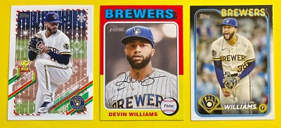 DEVIN WILLIAMS, Brewers (NOW NEW YORK METS) 3-card lot, 2x ALL-STAR, NL ROY