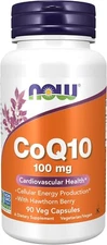 NOW FOODS CoQ10 100 mg with Hawthorn Berry 90 Veg Capsules