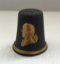 Wedgwood Black with gold  jasperware wedgwood bust thimble .