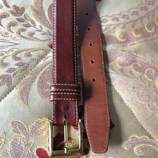 Luxurious Lai Mens Sz 30 Genuine Leather Brown Belt Brass Buckle Made in USA
