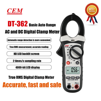 CEM DT-362 Compact AC,AC/DC Autoranging Clamp Meters LCD Display  KD