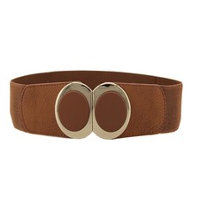 Women Wide Belt Elasticated Fashion Gold Buckle Stretch Waistband S-XL