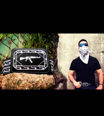 AK47 BELT san judas GALLO boots Santa Muerte rooster CINTO BORDADO